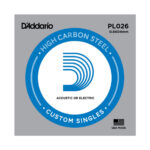 D'addario PL026 Single 026 Plain Steel String for Acoustic or Electric Guitars