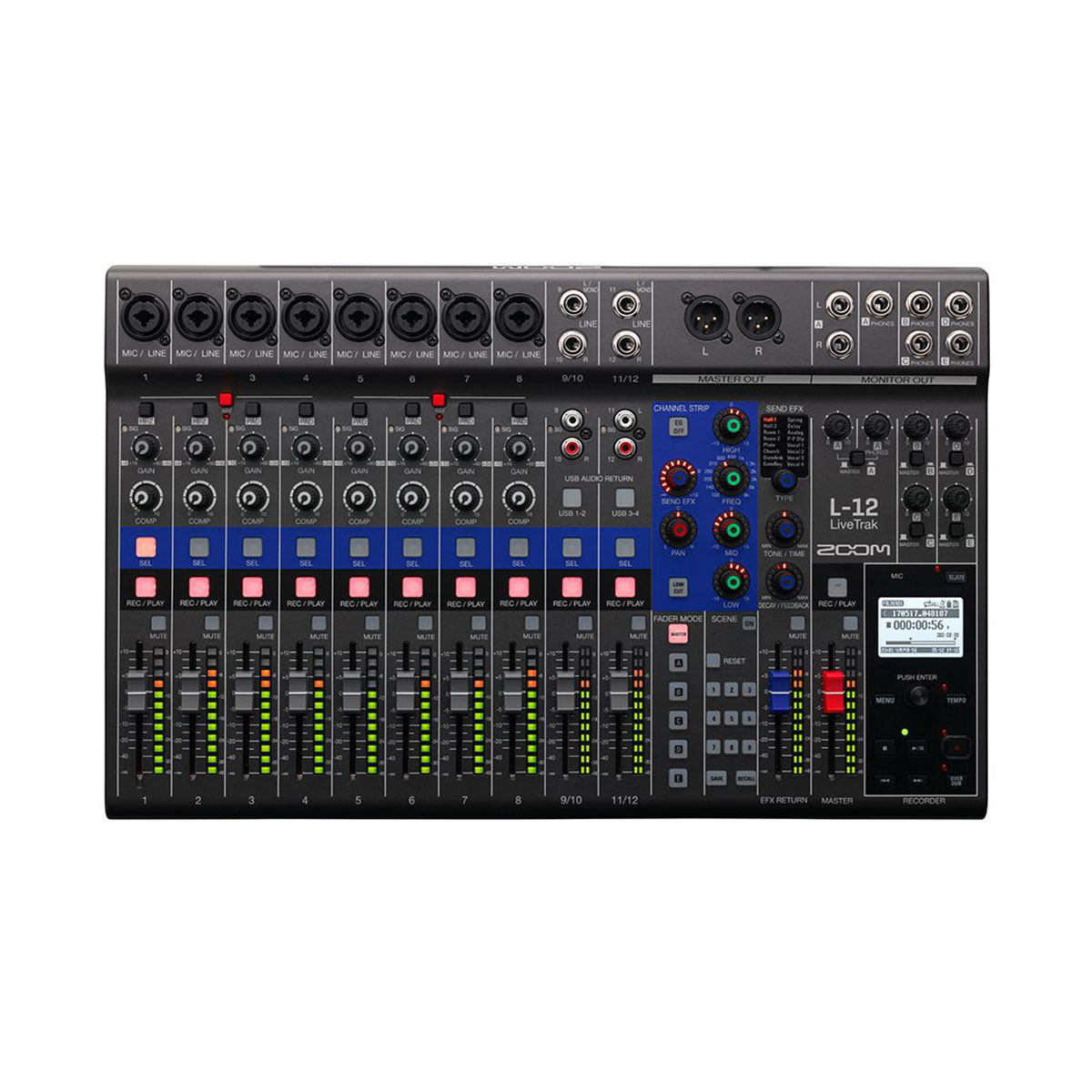 Zoom-L-12-front Zoom L-12 LiveTrak 12-Channel Digital Mixer/Recorder - Image 1